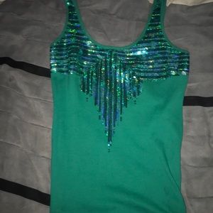 Green sequin Express  tank top